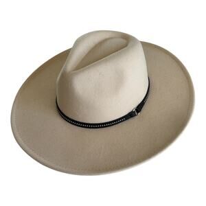 Lulus What a Stud Bone Wide Brim Hat Trendy Felt Women’s One Size NWT
